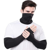 Xjarvis Arm Sleeve & Bandana Combo For Men & Women Uv Protection Hand Sleeves With Thumb Hole For Unisex Sun Protection For Running Cricket Hand Cover For Bike Riding Pack Of 2 (Black),Black,,B0DBQZQYDG