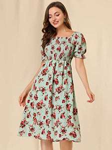 Toplot Dresses For Women Knee Length With Floral Print(Dress-5107-Dot-M) Green,Green,,B0C4DJTCDS