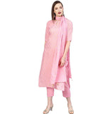 Gosriki Women'S Cotton Foil Printed Kurta With Palazzo And Dupatta (Raju Pink Styl_Xxl_Pink_Xx-Large),Pink,2,B098QPH8KQ