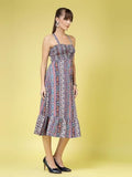 Oomph! Women'S Western & Fusion Wear Printed Crepe Dress For Women Smocked Bodice Black - Md1030,Jet Black 1Apparel,S