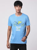 Adro Men'S Biker Design Printed 100% Cotton T-Shirt - Regular Fit, Printed T-Shirts For Men (Rn24-Ktm-Sk_Sky Blue_L)