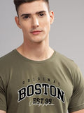 Adro Mens Printed T Shirt - Premium Cotton Graphic Printed Tshirt - Olive T-Shirt - Rn24-Bost-Ol-L