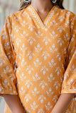 Lookmark Women'S Latest Printed Cotton Blend Straight Kurta And Afghani Pant Set Perfect For Casual And Office Wear (Az-Lm-P1-Ks2070 Mustard-S)