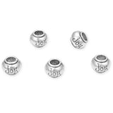 40pcs Joy Beads Large Hole Happiness Round Beads (4.5mm Hole) Antique Silver
