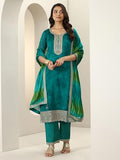 Libas Women'S Silk Chiffon Kurta Sets (99266_Green_M)