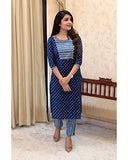 Gosriki Women'S Cotton Blend Straight Printed Kurta With Pant (Kuhoo Blue-Gs_3Xl_Blue_Xxx-Large),Blue,3,B0C5JTG8ZY