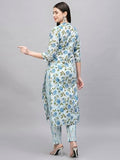 Anni Designer Women'S Cotton Blend Straight Printed Kurta With Pant (Dafiya Blue_S_Blue_Small),Blue,S,Cotton Blend,Dafiya_1426,Kurta