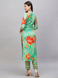 Anni Designer Women'S Cotton Blend Straight Printed Kurta With Pant (Ndr Green_Xxl_Green_Xx-Large),Green,2XL,Cotton Blend,NDR Green_1466,Kurta