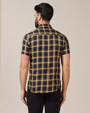 Toplot Men'S Regular Fit Casual Shirt Checks Design With Spread Collar & Half Sleeves (Chex-Shirt-5177-Yellow-L),Yellow,,B0CYGTPV8F