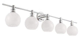 Living District Indoor Modern Home Decorative Bright Ceiling Collier 5 Light Chrome And Frosted White Glass Wall Sconce
