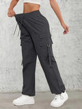 LERIYA FASHION Women's High Waist Wide Leg Trousers | Casual & Formal Pants for Women |Loose Fit Track Pants | Gymwear | Cargo Pants | Elegant Office Wear | Stylish Jeans Look (LF-TR1200-XL-GREY),Grey