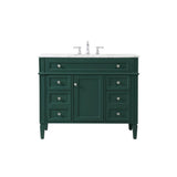 Elegant Decor Park Avenue 42 Metal Mdf Marble Single Bathroom Vanity In Green
