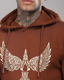 Adro Men'S Cotton Neck Hooded Sweatshirt (H24-Bird-Br_Downtown Brown,Downtown BrownApparel,XL