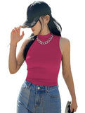 Kotty Women'S Slim Fit Sleeveles Ribbed T-Shirt(Pink,M)