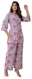 LookMark Women's Trendy Printed Cotton Blend Straight Rama Color Kurta and Palazzo Set (AZ-LM-P1-KS2075 RAMA-XL)