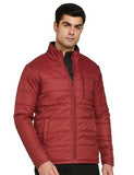 Fyltr Men'S Lightweight Winter Puffer Jacket With Contrast Piping Detail - Stand Collar | Full Zipper | Side Pockets | Ribbed Hem & Cuff,Bordeaux Red,Bordeaux Red,Xl
