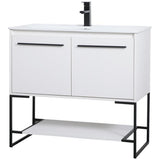 Elegant Decor Gerard 36 Single Porcelain Top Bathroom Vanity In White