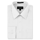 Omega Italy Mens Long Sleeve Dress Shirt Solid Color Regular Fit 25 Colors White