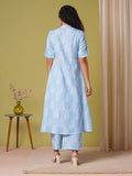 Gosriki Women'S Rayon Viscose A-Line Printed Kurta With Pant (Kopek Sky-Vks03-Gs_S_Sky Blue_Small),Sky Blue,,B0F38GNLVX