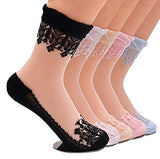 Pursue Fashion Transparent Net Crystal Elastic Ankle Socks With Little Flowers Print Ankle Socks For Women, Net Socks For Women 