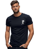 ADRO Men's Solid Regular Fit T-Shirt (RN24-STICK-KK-BL_Black,Black