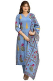 Gosriki Women'S Rayon Viscose Printed Straight Kurta With Pant & Dupatta (Dhariti Sky Blue-Gs_L_Sky Blue_Large),Sky Blue,,B0FC6S9JCW