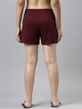 Enamor Essentials Mid Rise Relaxed Fit Mid Thigh Length Cotton Slub Jersey Shorts for Womens with 2 Pockets-E062 (E062_Dry Blood_XL),Dry Blood