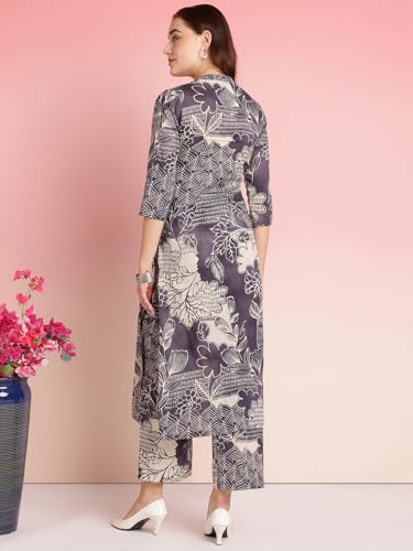 Gosriki Women'S Rayon Blend Straight Printed Kurta With Pant (Tomsk Purple-Vks01-Gs_L_Purple_Large),Purple,,B0DRNM5Y58