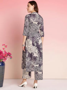 Gosriki Women'S Rayon Blend Straight Printed Kurta With Pant (Tomsk Purple-Vks01-Gs_L_Purple_Large),Purple,,B0DRNM5Y58