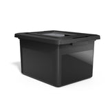 STAPLES Hanging File Folder Box, Storage Bin Organizer, Snap Lid, Letter & Legal Size Documents, Black