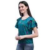 Oomph! Women'S Crepe Tunic Top - Ocean Blue,Ocean Blue,Ocean Blue,Xl