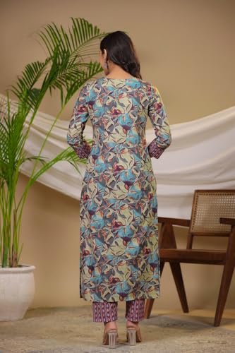 Anni Designer Women'S Cotton Blend Straight Printed Kurta With Pant (Bicata Wine_Xxl_Wine_Xx-Large),Wine,2XL,Cotton Blend,Bicata_071,