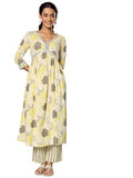 Libas Womens Printed Cotton A-Line Kurta With Trousers