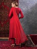 Gosriki Women'S Rayon Blend Embroidered Straight Kurta With Pant & Dupatta (Yuvani Red-Gs_Xl_Red_X-Large),Red,,B0D9YTXYWN