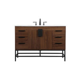 Elegant Decor Indoor Modern Under Sink Bathroom Fixtures Storage Organizer Cabinet 30 Inch Single Bathroom Vanity - Teak