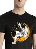 Adro Astronaut Graphic Design Mens Printed T-Shirts (Rnr-M-Moon-Bl_Black_2Xl)