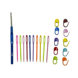 3.5 Mm No. 9 Crochet Hook Needle + Locking Stitch Markers (Multi, 10Pcs) + Large Eye Plastic Needle (Multi, 10Pcs) Combo Of 21 P
