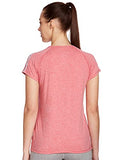 Enamor Athleisure Womens Raglan Sleeves Scoop Neck Slim Fit Quick Dry 4 Way Stretch Antimicrobial Active Tee with Reflective Graphic- E089-(E089_Bubble Pink Mel W/ Balance_L),Bbl Pink Mel Balance
