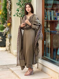 Anni Designer Women'S Rayon Viscose Straight Solid Kurta With Pant & Dupatta (Tarnish Chiku_S_Beige_Small),Beige,S,Rayon,Regular,