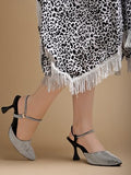 Shoetopia Stylish Embellished Black Pumps For Women & Girls /Eu37,Black,4,B0DK7DCZSD
