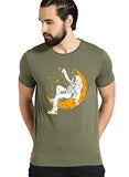 Adro Astronaut Graphic Design Mens Printed T-Shirts (Rnr-M-Moon-Ol_Olive_2Xl)