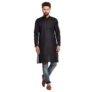 Sojanya (Since 1958 Men'S Black Cotton Linen Only Long Kurta