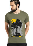 Adro Mens Sun Printed Cotton T-Shirt (Rn22-1-Sun-Ol_Olive_2Xl)