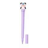 Pink Olive 1 Pc Cute Purple Gel Pen Fun Cartoon Character Design Smooth Blue Ink 360 Rotating Top Comfy Grip Creative