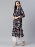 Patlani Women'S Crepe Full Stitched Kurti. Dark Blue Dark Blue Xl