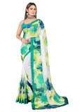 rangita Women Abstract Printed Designer chiffon Saree With Blouse Piece -Mint Green