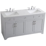 Elegant Decor Moore 60 Double Quartz Top Bathroom Vanity In Gray