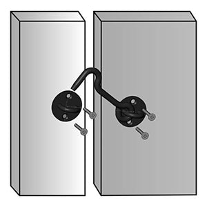 (5 Pack) Raswik 4 Privacy Hook And Eye Latch Easy Lock For Barn Door, Black