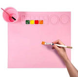 ACHARAJ Mat with Cleaning Cup Washable DIY Reusable School Students Silicone Painting Drawing Mat Art Supplies for Classroom