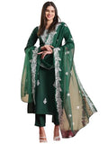 Gosriki Women'S Rayon Blend Embroidered Straight Kurta With Pant & Dupatta (Heena Green-Vks01-Gs_Xl_Green_X-Large),Green,,B0D9YVRPNR